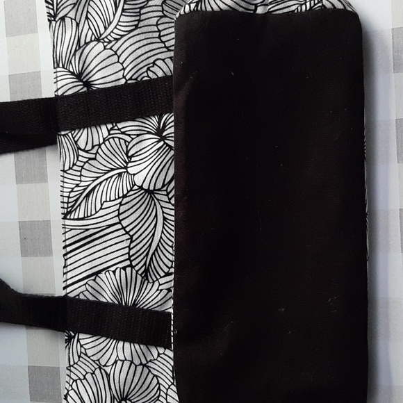 Thirty One Shoulder Bag, Polyurethane Outer, Black Canvas Trim, White  -Black - Picture 3 of 8